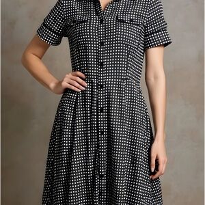Talbots Black and White Checkered Midi Dress